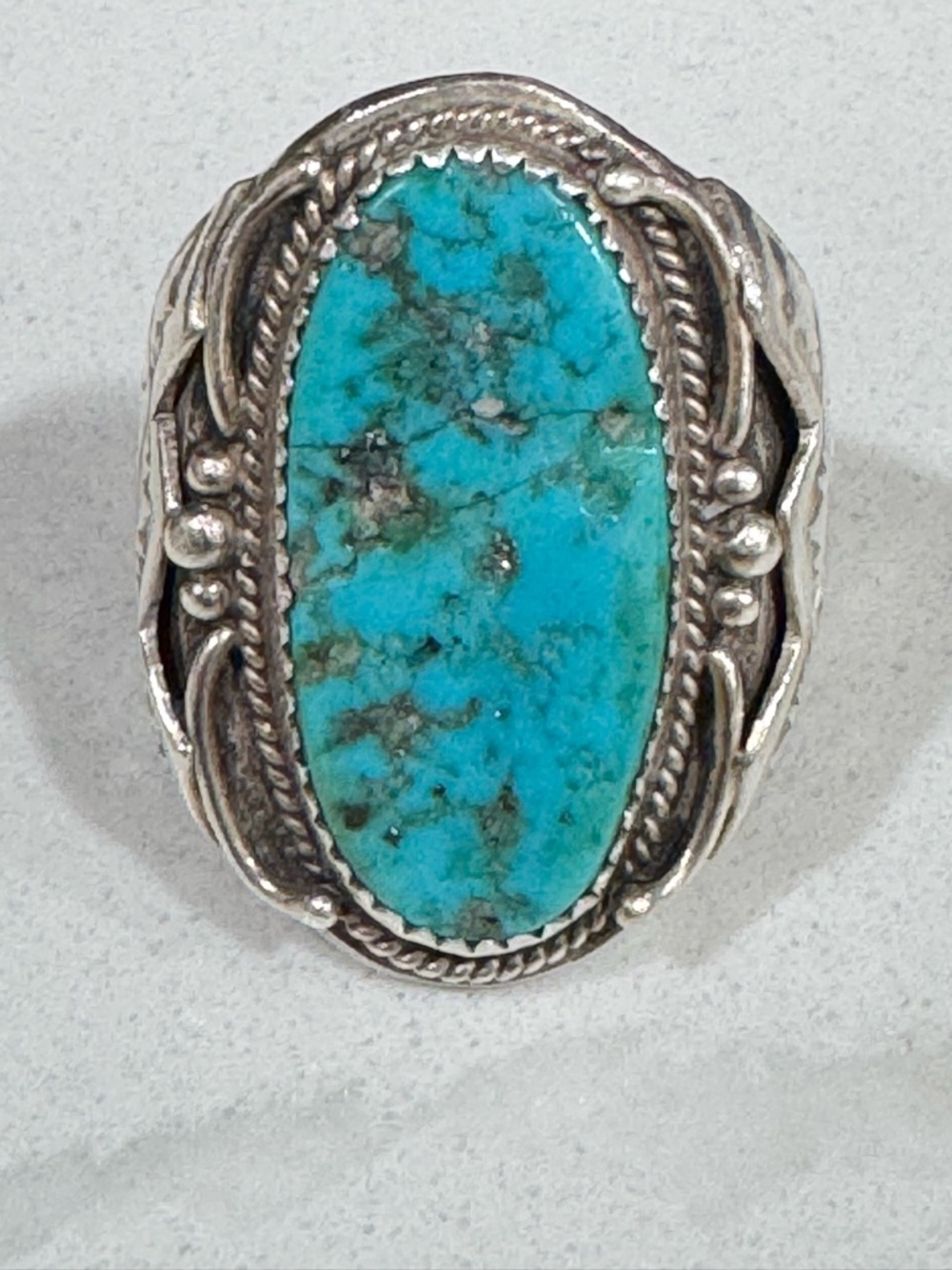 Native American Navajo Richard Begay Sterling Silver Turquoise Ring 10.25 - Picture 9 of 14